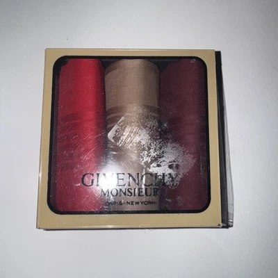 VTG Monsieur Givenchy 100% Cotton Men's Handkerchiefs Burgandy Red Brown 3 NEW - Image 1 of 3
