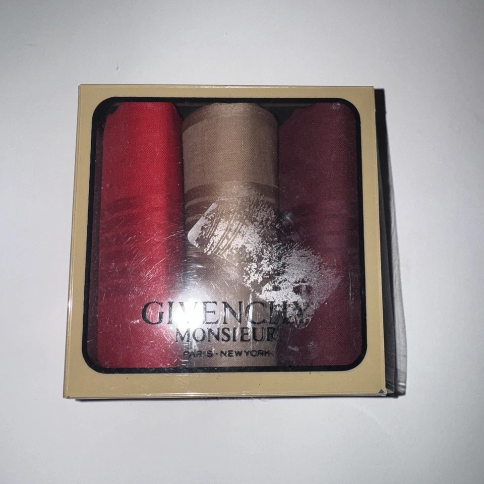 Pañuelos de colección Monsieur Givenchy 100 % algodón para hombre rojo borgoña marrón 3 NUEVO Foto 1 de 3