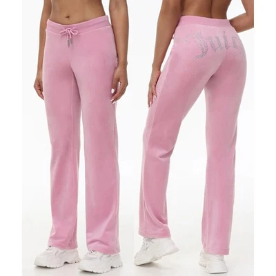 Calça de moletom Juicy Couture lã cordão rosa feminina tamanho médio Y2K - Imagem 1 de 4