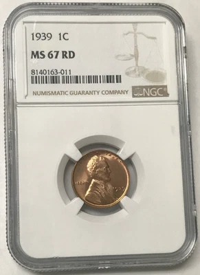 1939 1C Lincoln Wheat Cent Red - NGC MS67 RD - Image 1 of 4