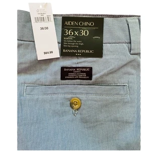 Banana Republic Aiden Slim Fit Chino Pants Men's 36 x 30 Blue Pinstripe NWT - Picture 1 of 7