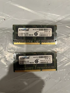 Two Crucial 4GB 2Rx8 PC3-10600S DDR3 1333MHz SODIMM SDRAM CT51264BC1339.16FMR - Picture 1 of 3