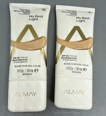 2 Almay My Best Light Smart Shade Foundation 100 Pale - New - Image 1 of 3