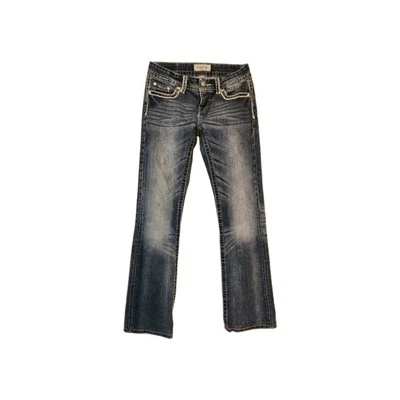 Daytrip Virgo Bootcut Jeans Women 26 Long Thick Stitch Embellished Fade Wash.  - Image 1 of 4