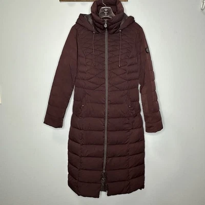 Chaqueta Abrigo Bernardo Borgoña Primaloft Pato Abajo Largo Puffer Cremallera Con Capucha S Foto 1 de 4