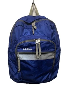 Vintage LL Bean Backpack 90s Original Reflective Strip Nylon Blue Wear Flaws - Picture 1 of 22