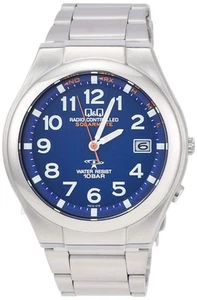 Japan NEW Citizen Q&Q Solar Radio Blue Watch HG12-215 Analog Waterproof Men's - Picture 1 of 4