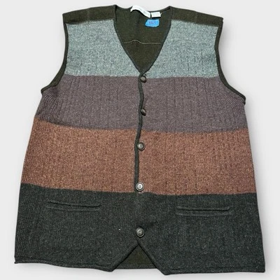 Vintage Geoffrey Beene Mens L Cardigan Sweater Vest 100% Lamb Wool Button Up 90s - Image 1 of 3