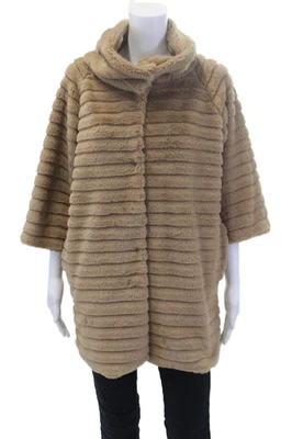 Abrigo Lola Mujer Piel Sintética Manga Larga Abotonado Beige Talla S Foto 1 de 4