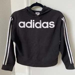 Adidas Girls Size M Hoodie Iconic Black & White - Picture 1 of 6