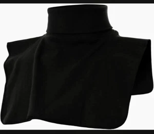 OHOO Mens Ribbed Cotton Blend Fake Turtleneck Collar Keep Warm Black - Picture 1 of 3