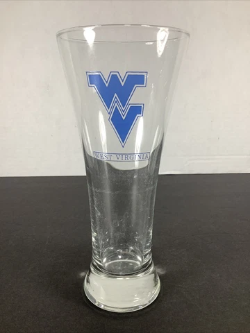 West Virginia University Tall Beer Glass With School Logo~12 oz Cover