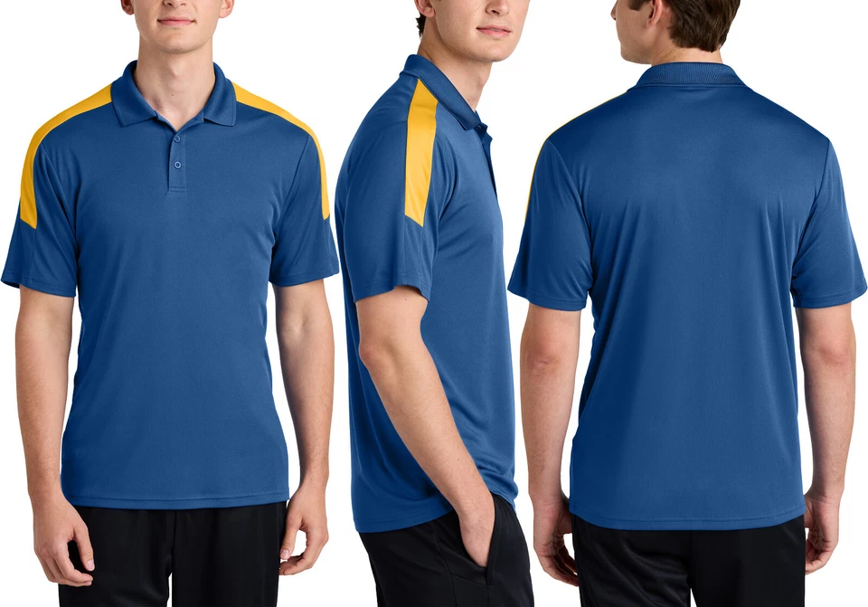 Polo para hombre bloque de color que absorbe los hombros UPF 30+ equipo que absorbe la humedad deporte XS-4X Foto 1 de 1