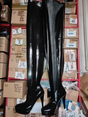 Version Latex Rubber Boots Many Colors Size 38 - 47 Zipper, New 13 Cm Heel, PL - Image 1 of 4