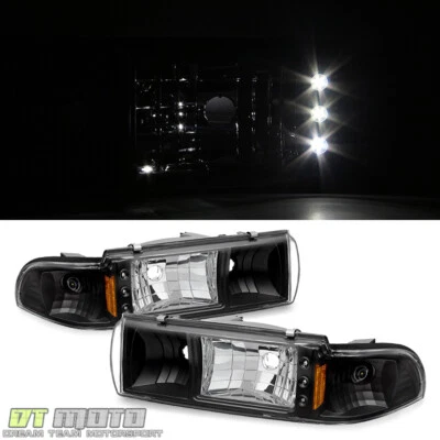 Faros LED negros Chevy Caprice/Impala 1991-1996 con juego de señales de esquina incorporadas Foto 1 de 4