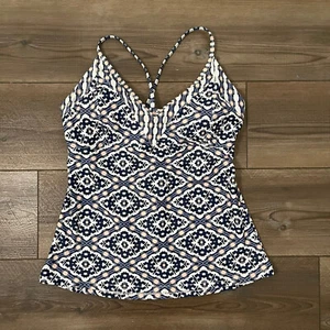 Jessica Simpson Women's L Gray/Pink/White Tankini V-Neck Swim Top - Picture 1 of 6