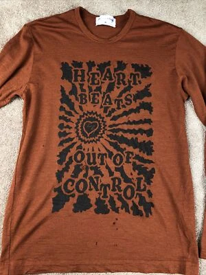 Camiseta De Colección Comme Des Garcons Heart Beats Fuera de Control Lana LS Talla M Foto 1 de 4