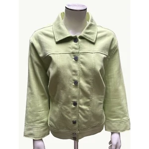 Christopher & Banks Lime Green Button Up Jacket Stretch Fabric Size L - Picture 1 of 9