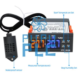 1pc Dual LED Temperature STC-3028 AC110-220V 10A Humidity Controller Thermostat - Picture 1 of 4