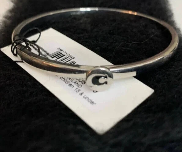 Brazalete Brazalete COACH Signature Logo C Placa Plata Acero Inoxidable Foto 1 de 4