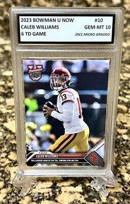 Caleb Williams USC TROJANS 6 TD 2023 BOWMAN U NOW GRADED GEM-MT 10 Card #10 - Image 1 of 4