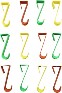 12-Pack Multi-Color Over Door Hooks - Durable 4.5" Plastic Hangers for Storage - Picture 1 of 8