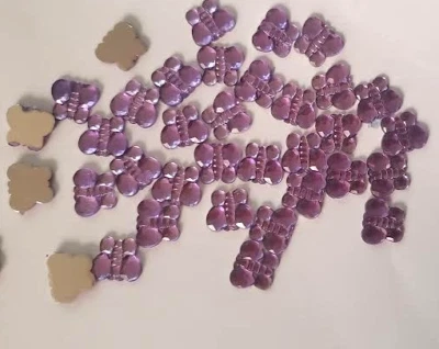 CraftbuddyUS 100 x 10 mm LILA respaldo plano MARIPOSA acrílico estrás gemas Foto 1 de 2