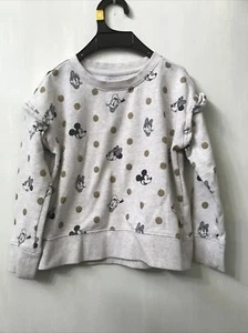 Gap Kids & Disney Mickey Mouse and Minnie Mouse Ruffle Sweatshirt Tan Beige XS - Picture 1 of 4
