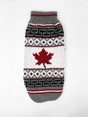 Winterpullover für Hunde mit weihnachtlichem Muster Ahornblatt - Bild 1 von 2