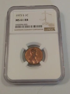 1973 S 1 Cent RD Lincoln Memorial One Cent  NGC MS 61 Rb - Picture 1 of 2