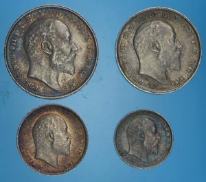 INGHILTERRA EDOARDO VII MAUNDY SET 1906 SILVER COIN ARGENTO SET qFDC - Imagen 1 de 2