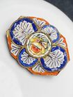 Gorg Antique Micro Mosaic Made In Italy Orange Blue Art Deco Floral Brooch/Pin