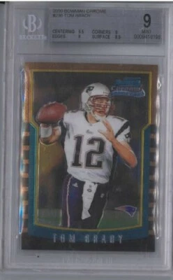 Tarjeta de novato Tom Brady Bowman 2000 cromada #236 BGS 9 9,5 centrado atractivo visual Foto 1 de 3