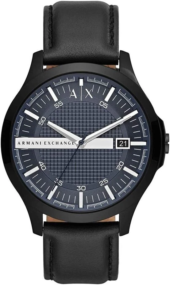 Armani Exchange A|x Men Hampton Black Leather Black Dial Watch AX2411