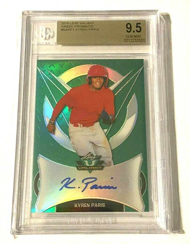 KYREN PARIS 2019 LEAF VALIANT GREEN REFRACTOR ROOKIE AUTO#58/99 BGS10!ANGELS RC  - Image 1 of 2