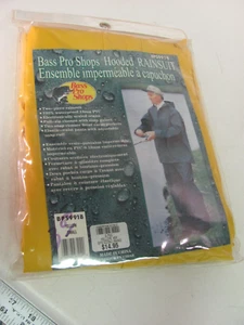 NEW Bass Pro Shops Hooded Rainsuit 2 piece 18mm PVC 100% Waterproof Yellow SMALL - Picture 1 of 6