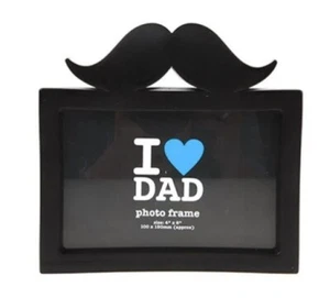 Padre Día Bigote Marco Regalo 10.2x15.2cm Negro Macizo Mejor Imagen Foto Soporte - Imagen 1 de 1