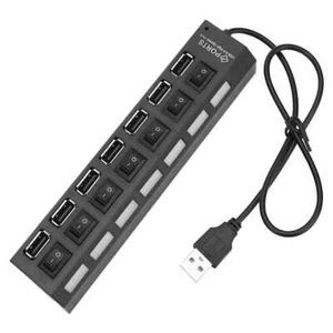 Hub 7 Puertos USB 2.0 Interruptor independiente por puerto para Ordenador Negro - Imagen 1 de 6