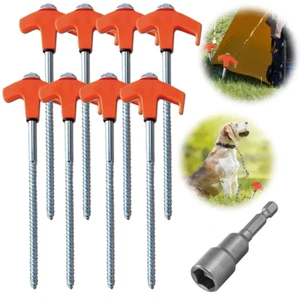 20/14.5Cm Screw-In Tent Stakes Ground Anchors M8 Carbon Steel Hexagonal Plastic  - Picture 1 of 16
