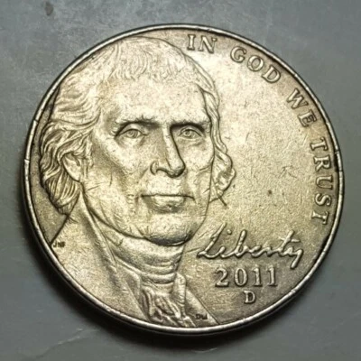 2011 D Jefferson Nickels Obverse Die Deterioration Doubling Error Coin - Image 1 of 4