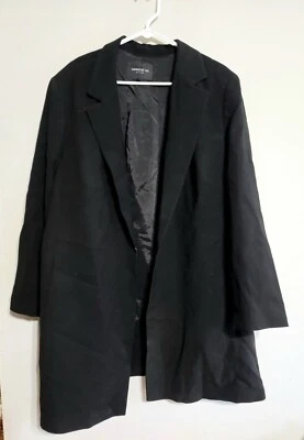 Gabardina negra Lafayette 148 talla 3X chaqueta bolsillos blazer abierto Foto 1 de 3