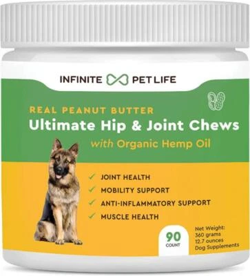 Infinite Pet Life Peanut Butter Hip and Joint Chews for Dogs | 90 Chews...  - Image 1 of 4