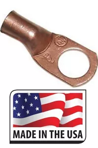 (10) 4 GA Ring 1/4" Loch Terminal BATTERIE Kabelschuh blank Kupfer unisoliert Hergestellt in den USA - Bild 1 von 1