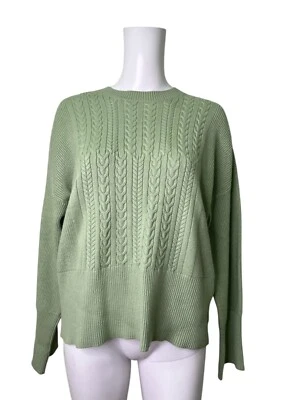 Topshop Cable Knit Jumper Pullover Size Medium Womens Sweater Top Pale Jade - Image 1 of 4