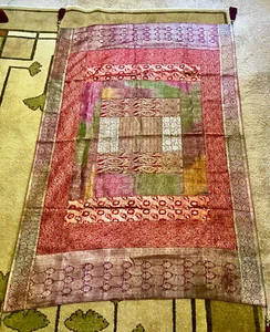 Vintage Saree Sari Patchwork Table Runner Pilli Home - Picture 1 of 9