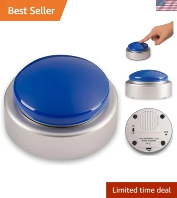 High Contrast Blue Talking Clock with Extra Large Button - Perfect for Elders - Image 1 of 4