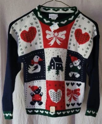 NWT Kids In Design Size 5/6 Christmas Sweater Bow Hearts Holiday Pictures Nice - Image 1 of 4