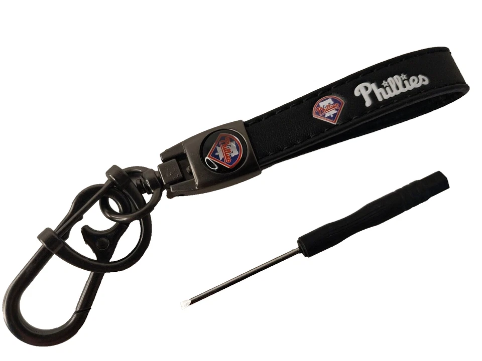 Philadelphia Phillies Genuine Leather Wrist Lanyard Keychain - Image 1 of 1