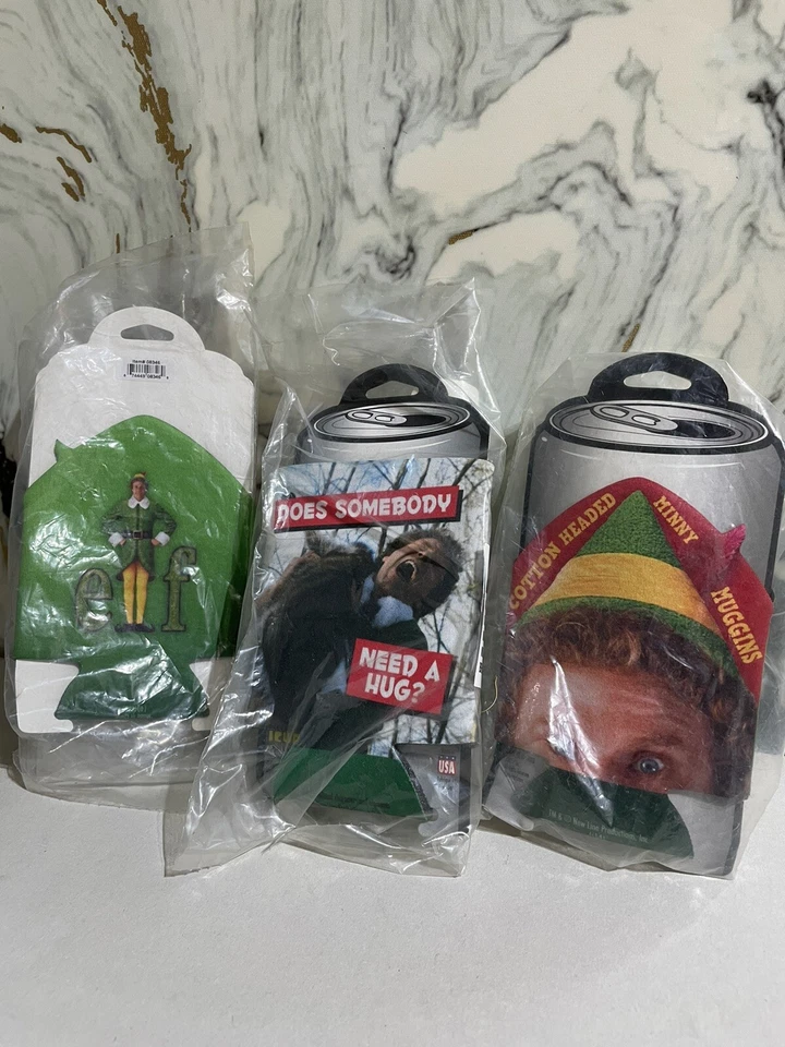 (Set of 3 included) Elf The Movie can cooler 12 oz. Beer & Drink Koozies