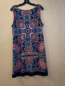 Nicole Miller sleeveless women's summer dress size L Black with multicolor print - Picture 1 of 6